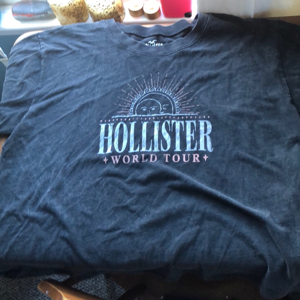 Hollister world tour dark gray tee